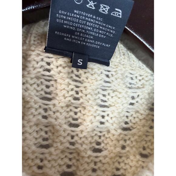 Aran Woolen Mills Merino Wool Cable Knit Sweater Cream Men's S - Picture 8 of 9